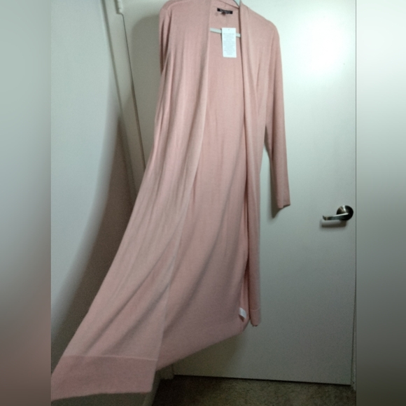 Roaman's (Size L 18/20) Pink Wool Blend LS Open Front Duster Cardigan (NEW-NWT) - Picture 5 of 9